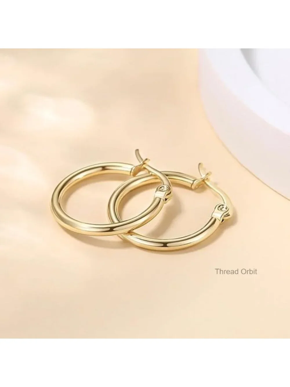 14K Gold Hoop Earrings Classic Shiny Earring for Women